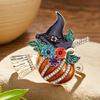 Halloween Themed Witch Pumpkin Broomstick Brooch Trendy Alloy Pin For Festive Outfit And Celebration Event