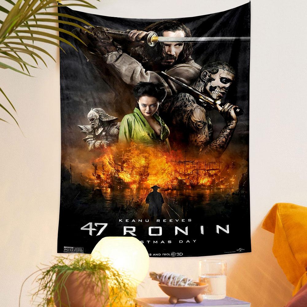 47 Ronin Tapestry Wall Hanging, Keanu Reeves Samurai Art, Epic Movie Wall Decor for Bedroom Man Cave