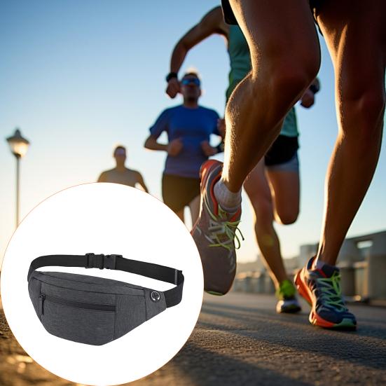 Reflective Waist Bag with Headphone Jack Zipper Closure Pockets Design Multi-purpose Style Belt Bag Running Accessory