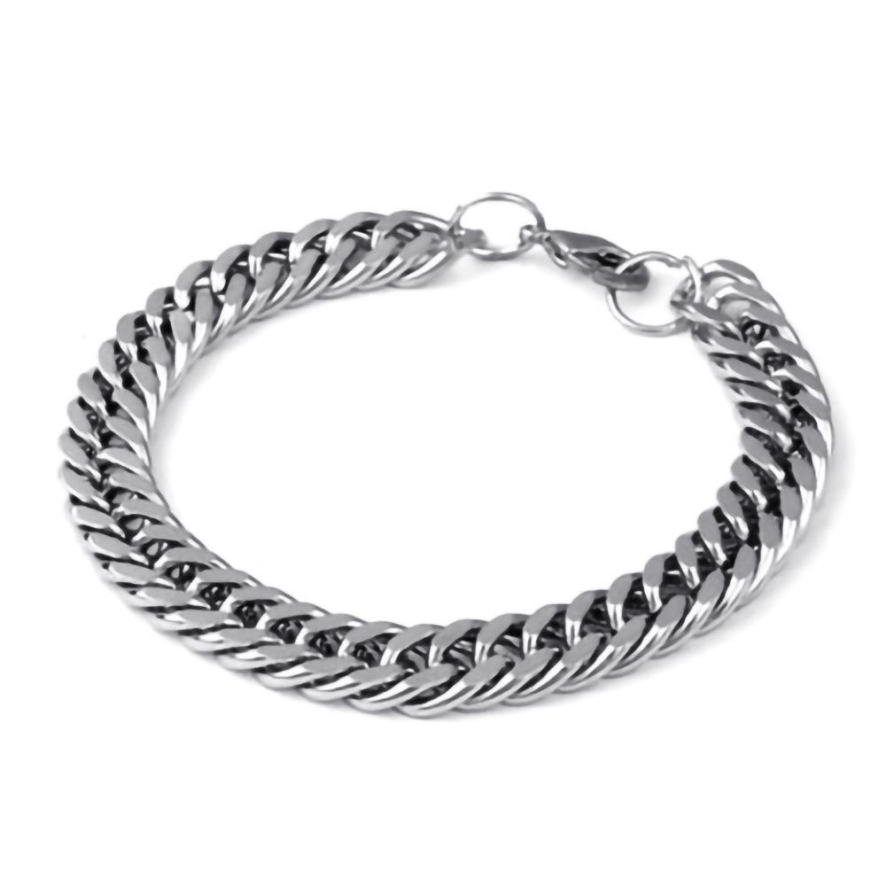 

Трендовый мужской хип-хоп браслет из нержавеющей стали двойного плетения, шириной 10 мм, двухсторонняя полированная цепь