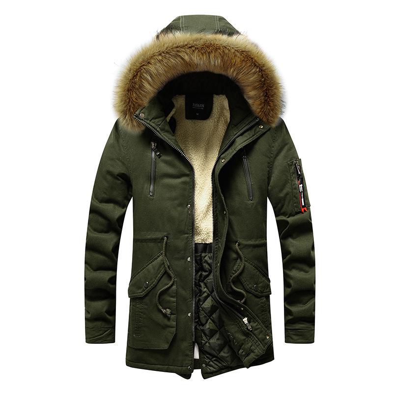 

Autumn New Men s Trench Coat Korean Version Slim Fit Medium and Long Thickened with One Piece 3XL армія зелений колір