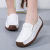 Spring and Autumn Single Shoes Women's Flat-bottomed Flat-heeled Cowhide Hollow Snail Shoes Large Size Women's Shoes Casual Mother Shoes