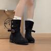 Niche Thick Heel Belt Buckle Medium Tube Pointed Martin Boots Women's Autumn and Winter Fashion Retro Style Sleeve Two Wear Fashion Boots Tide