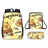 Cartoon Pattern Capybara Backpack Shoulder Bag Pencil Case Three Set Piece