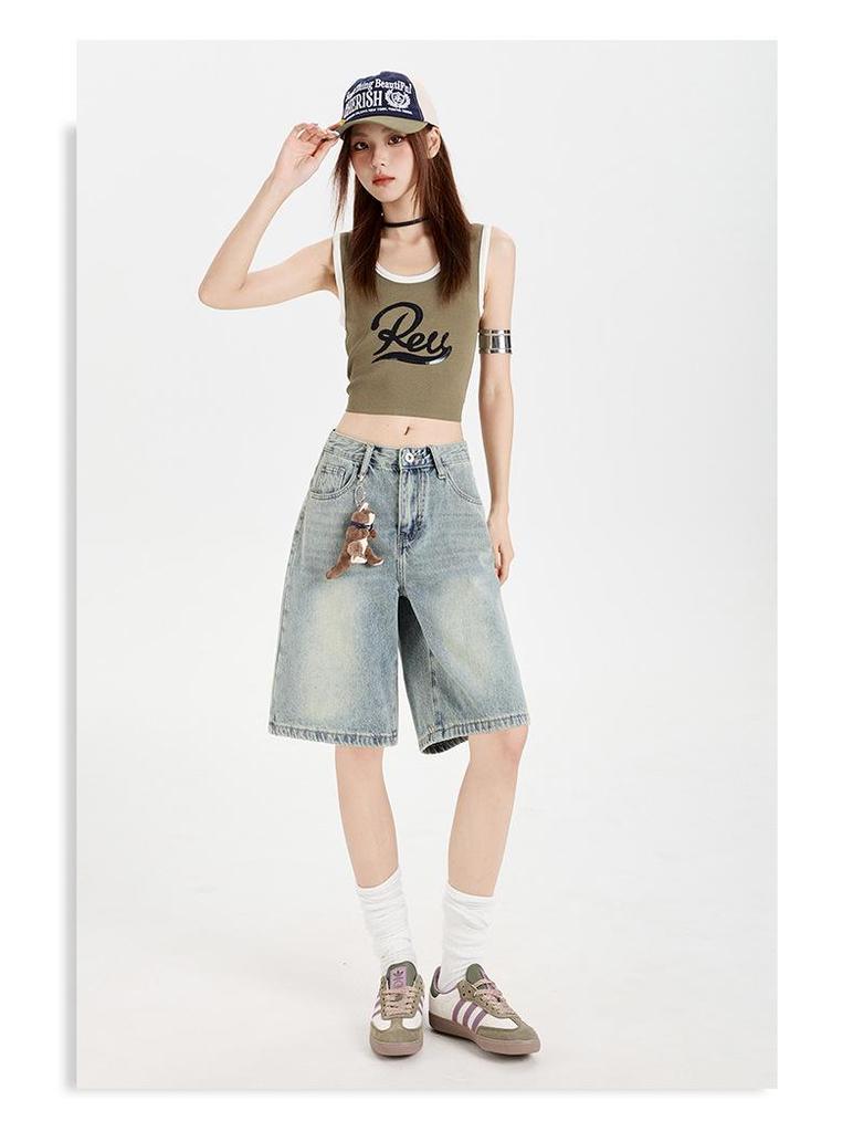 Women's 2025 Summer Loose Slimming Korean Style Denim Shorts - Trendy Casual Versatile Fashion