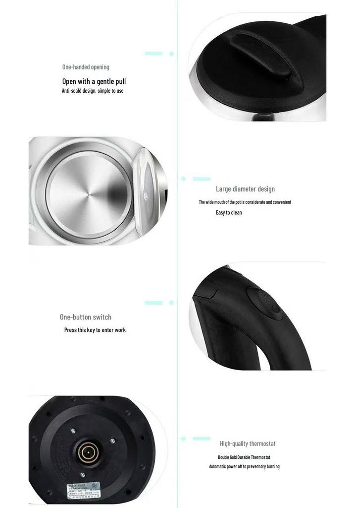 Stainless Steel Electric Kettle - Food Grade, Automatic Power-Off, Fast Heating, In Stock