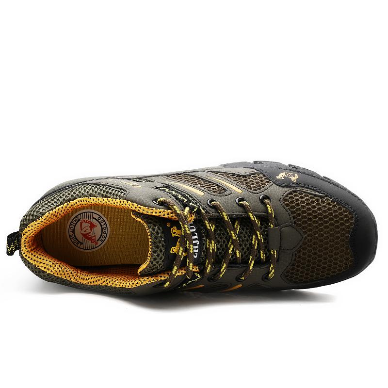 High Quality Leather Hiking Shoes Durable Outdoor Sport Men Trekking Leather Shoes Lace-Up Climbing Hunting Sneakers