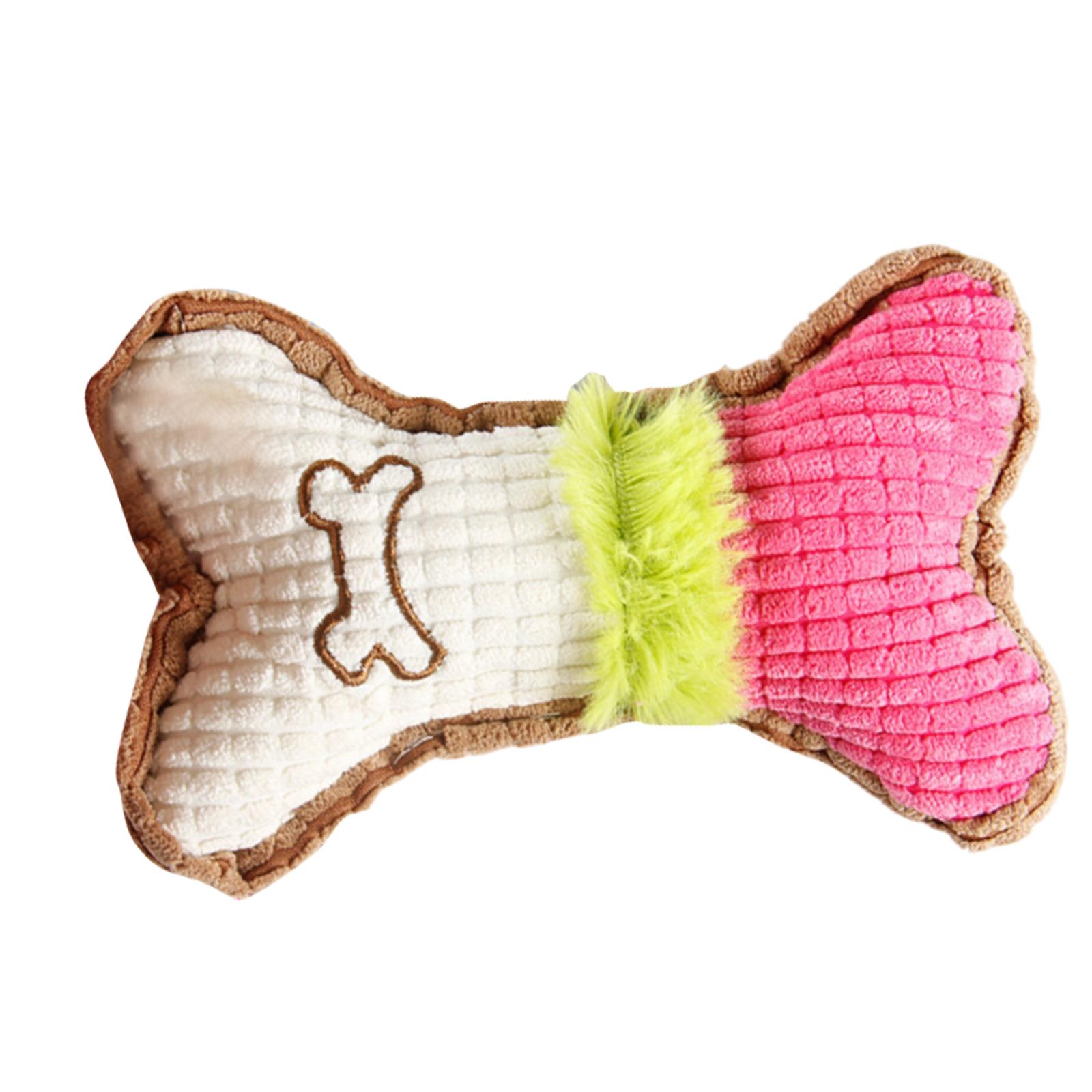 Soft Plush Bone Shaped Dog Toy Durable Squeaky Chew Toy for Pets Textured Surface for Interactive Play Training One Size