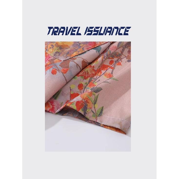 Retro Floral Short-Sleeved Shirt Men's Thailand Retro Hong Kong Style Hawaii Art Sense Loose BF Couple Shirt Casual