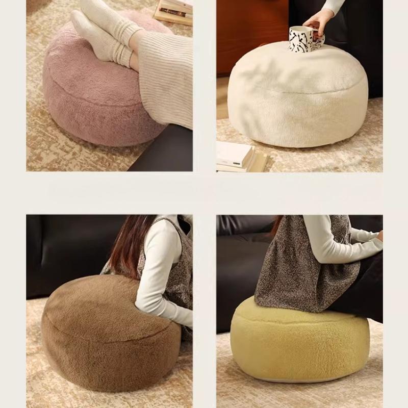 50 cm waschbarer Plüschkissenbezug, runder Futon-Tatami-Bodenhockerbezug, Heimdeko, marokkanischer Ottomanen-Meditationspouf, ohne Füllung