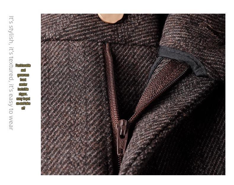 Women's Khaki Wool Flare Pants, High Waist Slim Fit, Spring/Autumn 2024