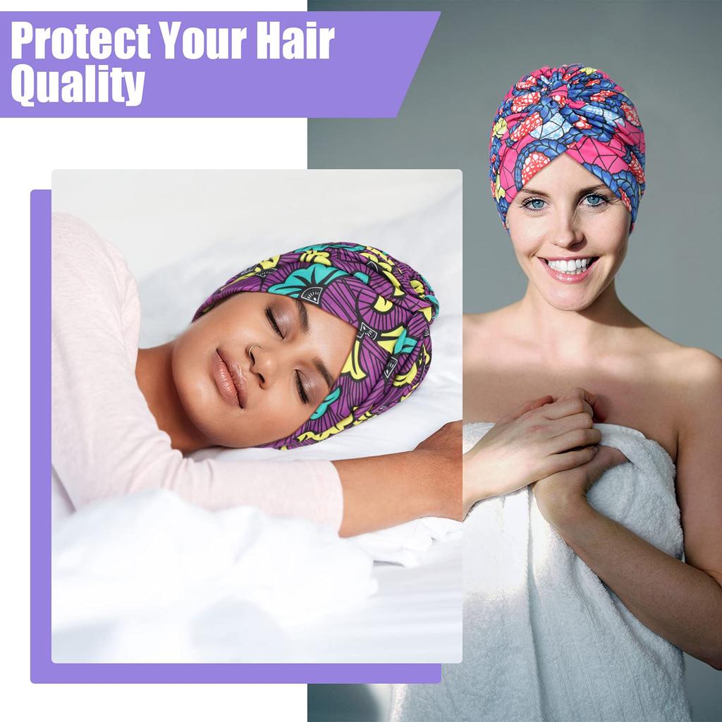 New Print African Headtie Turban Cap Soft Stretch Twisted Pleated Beanie Head Wrap for Women Chemo Bonnet