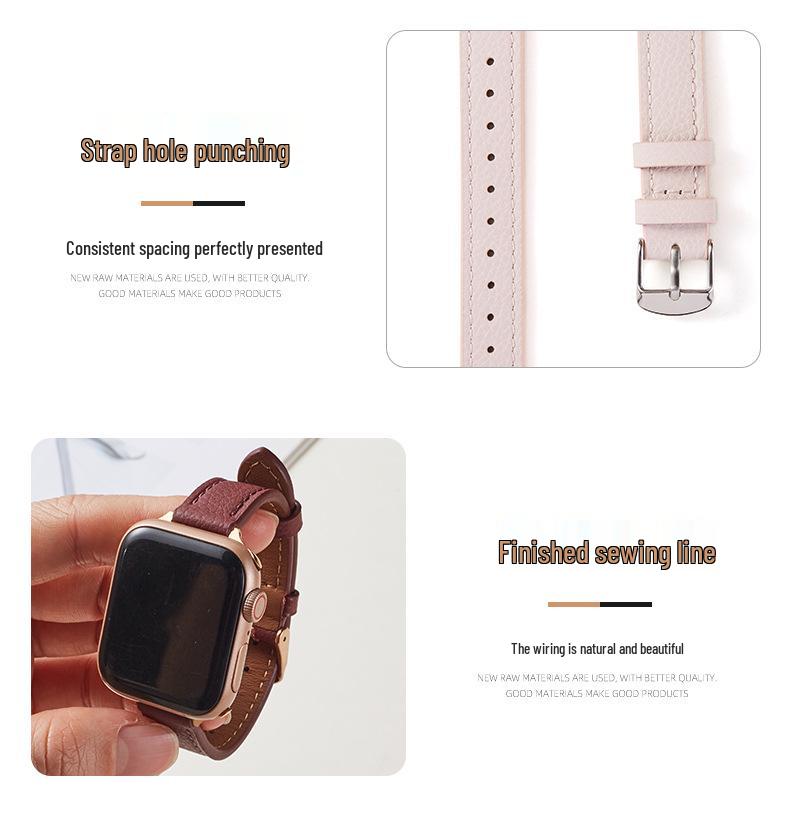 Originální kožený tenký řemínek s vzorem liči pro Apple iWatch