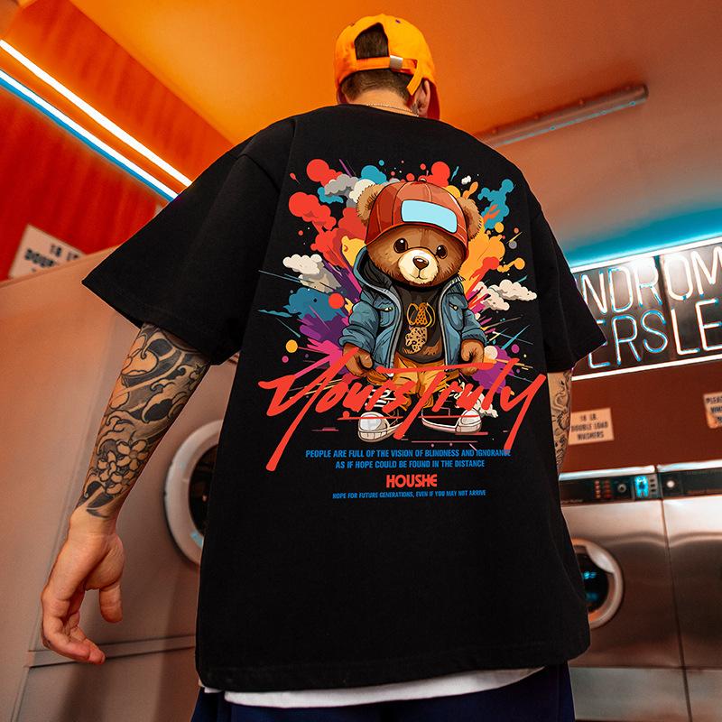

American fashion brand bear short sleeve T-shirt men s summer 100% cotton loose T-shirt men s breathable top S