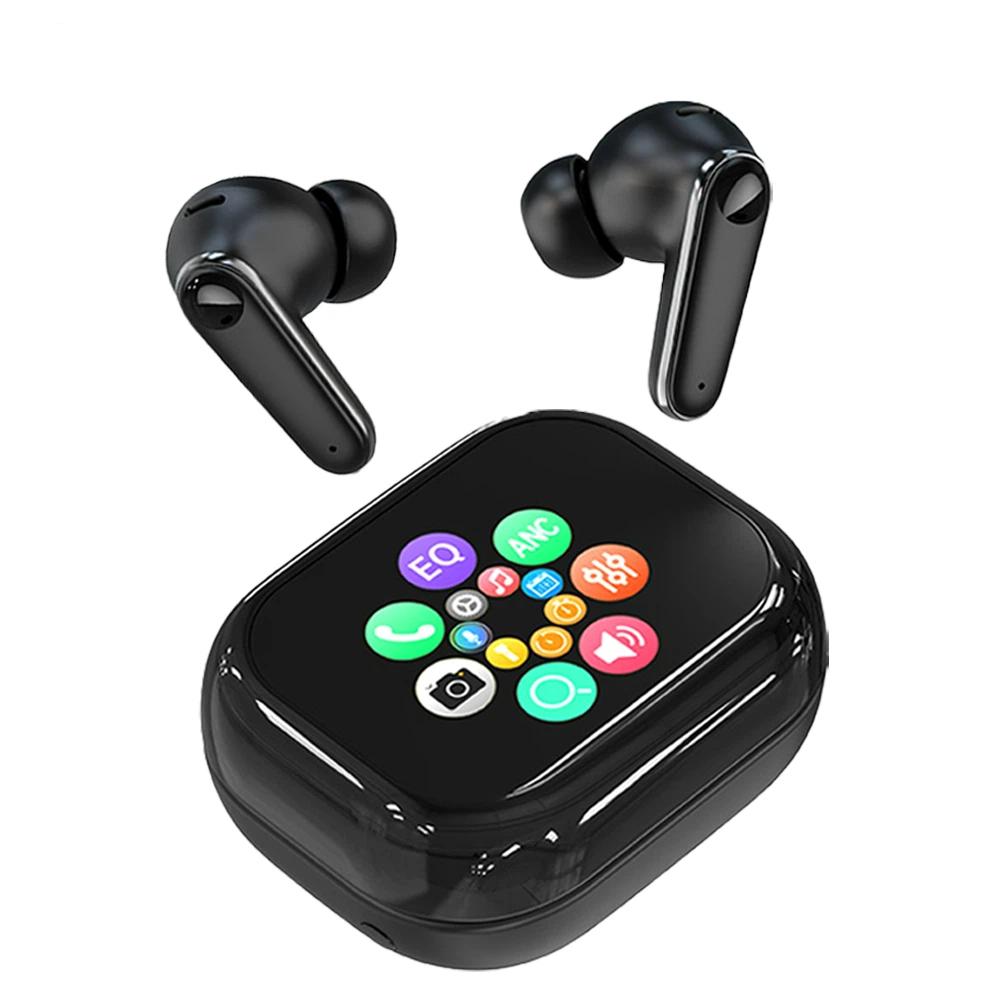 Real Time AI Translation Headphone Full Color Smart Screen Bluetooth 5.4 Wrieless Earbuds ANC ENC Cancelling HIFI  Waterproof Earphone for Android IOS