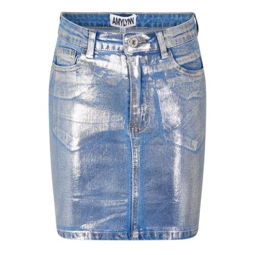 AmyLynn Damen Minirock aus metallischem Denim