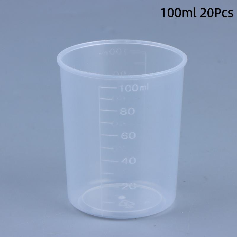 20Pcs Clear Graduated Measuring Cup Mini Plastic Laboratory Beaker Scale Graduated Transparent Mixing Cup Kitchen Baking