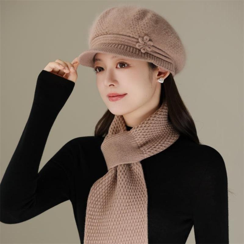 Winter Hats for Women Knitted Hats for Middle Aged and Elderly Mothers Plus Fleece Hats for The Elderly Autumn and Winter Warm Cycling Scarves