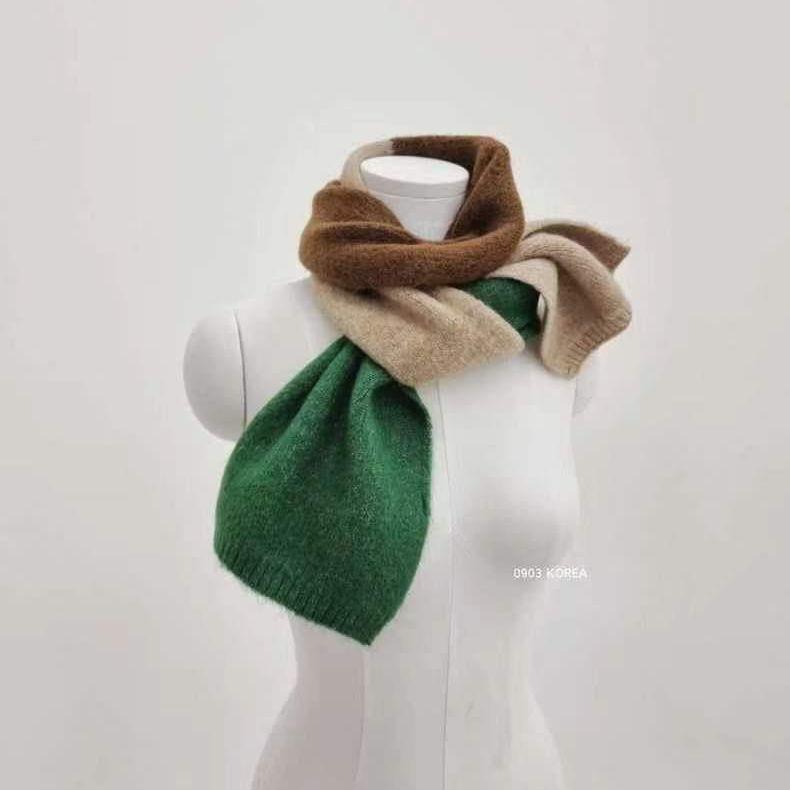 Collection of Warm and Cute Contrasting Color Rainbow Knitted Scarves for Autumn and Winter