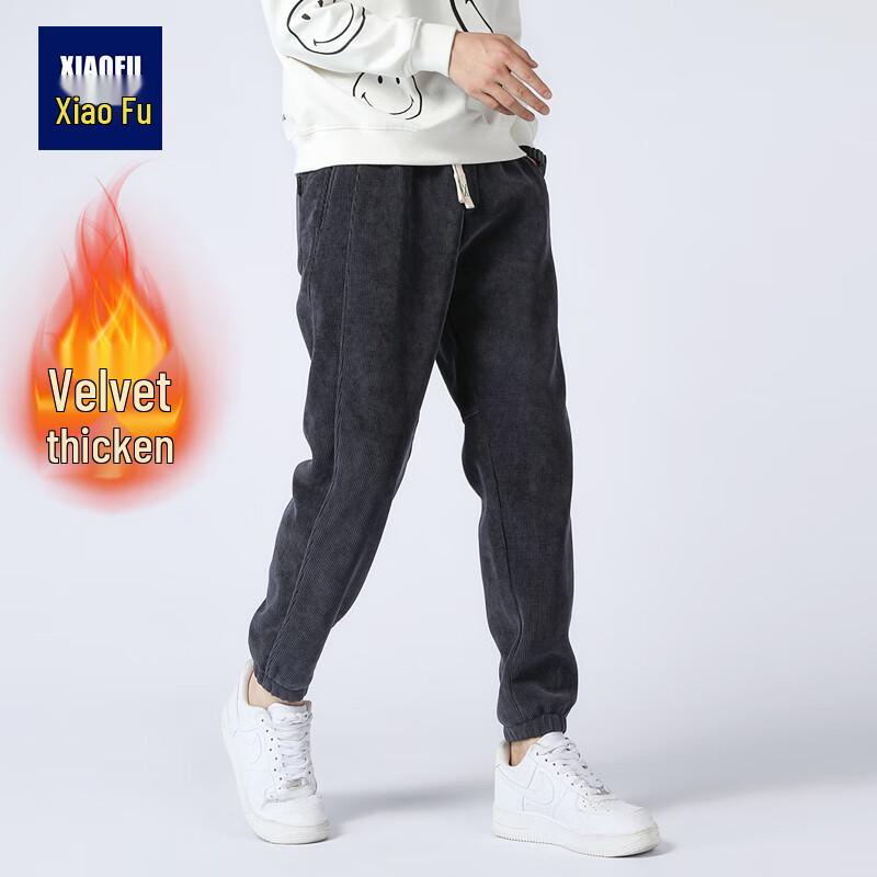 Men s Corduroy Fleece-Lined Jogger Sweatpants XXL темно-серого
