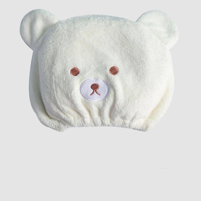 Cute Cartoon Bear Shower Caps Hair-drying Cap Coral Velvet Quick-drying Hat for Kids Super Absorbent Towels Bathroom Accessories