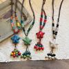 Colorful Beads Ethnic Style Necklace Ceramic Bohemian Style Necklace Long Sweater Chain  Party