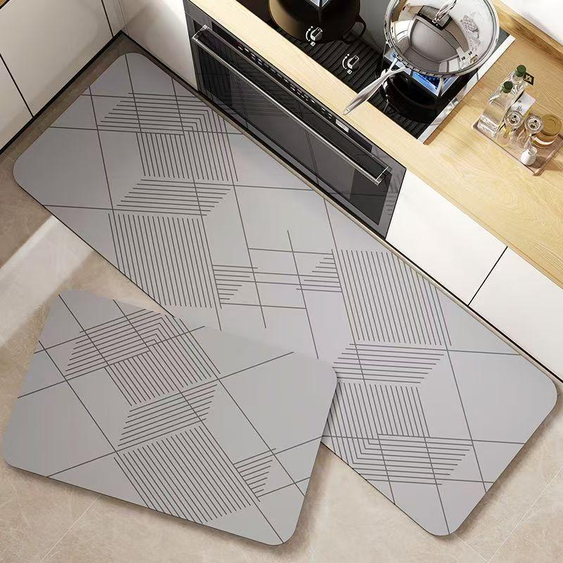 Nordic Diatomaceous Earth Kitchen Mat: Water & Oil Absorbent, Stain-Resistant, Non-Slip, Easy Care.