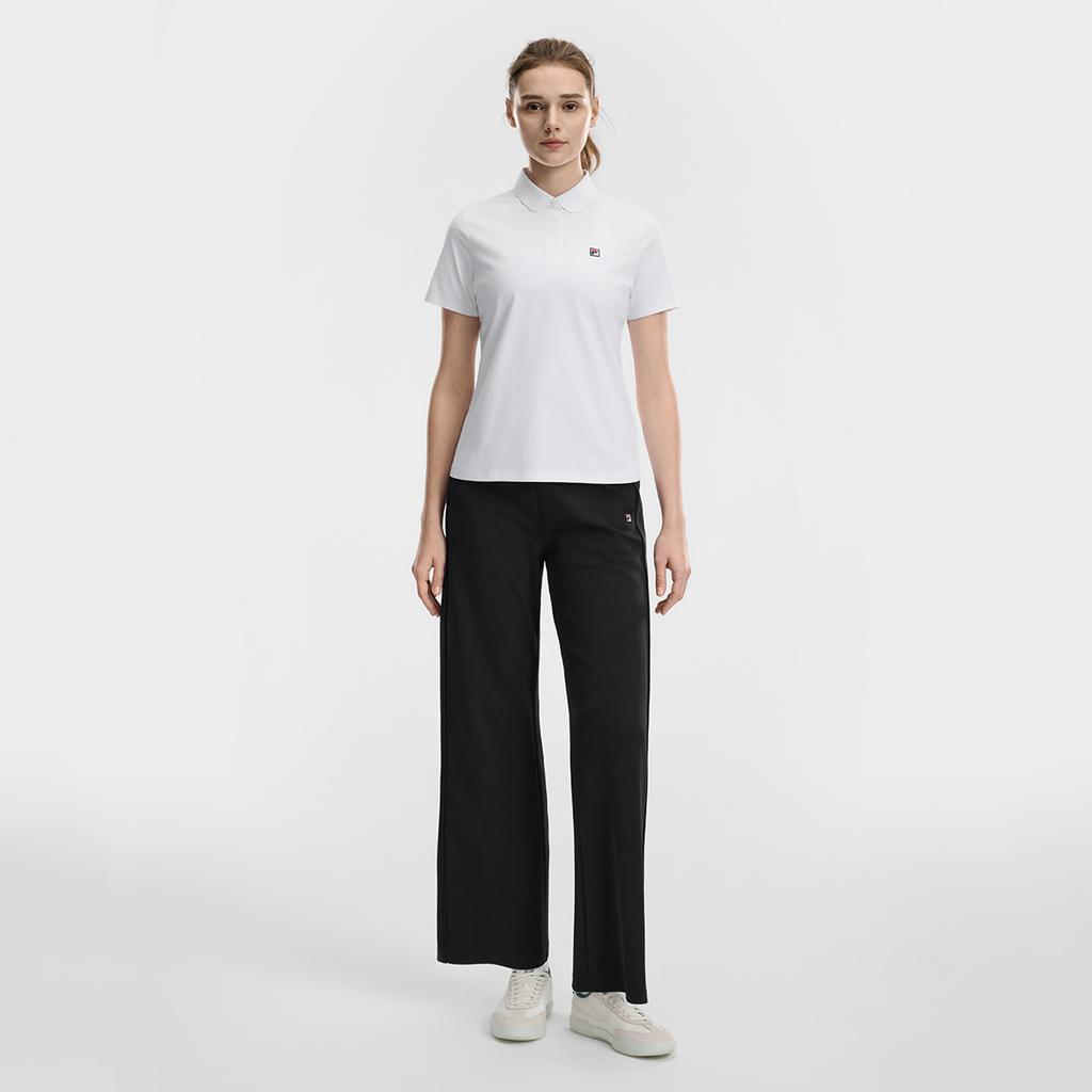 Fila Tennis Simple Classic Basic Sports Casual Comfortable Versatile Breathable Short Sleeve Polo Shirt Women tops Jade-White A11W623104FWT