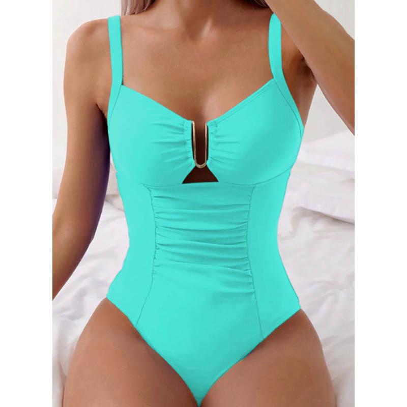 

TS JYL-BK201 Cami Slim Swimsuit, Tummy Control Body Shaping Swimwear XL чорний оливкового кольору