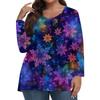 Women's Fashionable Casual Long Sleeved Plus Size  Print Top Plus Size Floral Print Top