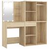 VidaXL Coiffeuse à LED avec 2 Armoires Table Cosmétique Coiffeuse de Maquillage Table à Bijoux Chambre à Coucher Chêne 3082029