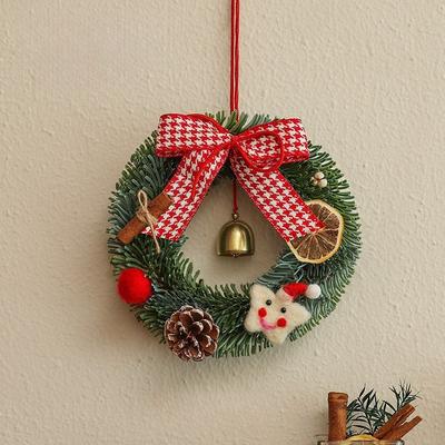 Christmas Decoration Ins Style 15cm Mini Christmas Novelson Wreath Hanging Decoration Home Window Display