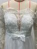 New  One-Shoulder V-Neck Slim Fit Wedding Dress with Puff Train and Lace Trim
