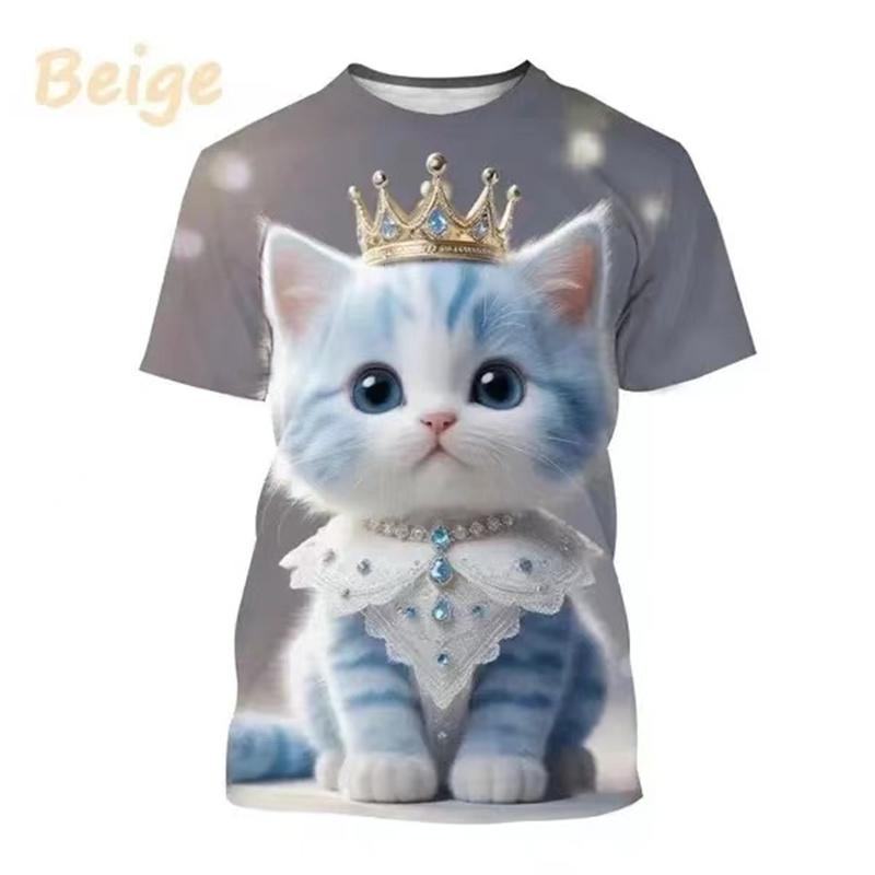New Cat 3D Printed T Shirt Cute Animal Pet Cat Baby Graphic T-shirt For Men And Women Fashion O Neck Short-sleeved Casual Tops