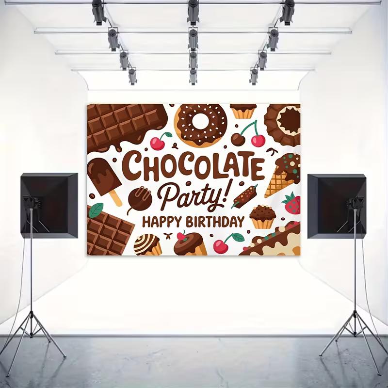 2D Sweet Chocolate Party Backdrop - Birthday Dessert Table Photo Booth Background