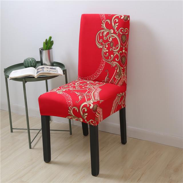 Spandex Chair Covers Printed Dining Room Stretch Seat Cover Chair Protective Case For Restaurant Banquet Kitchen Hotel