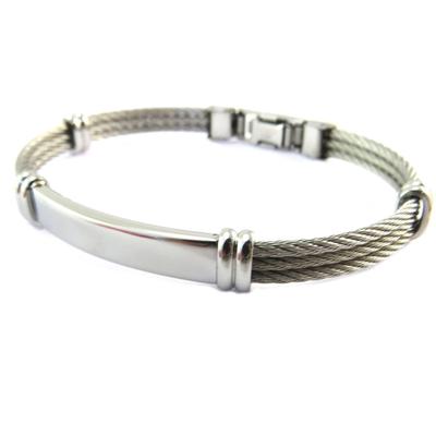 [P4340] - Silver 'Peaceful' Steel Bracelet (customizable)