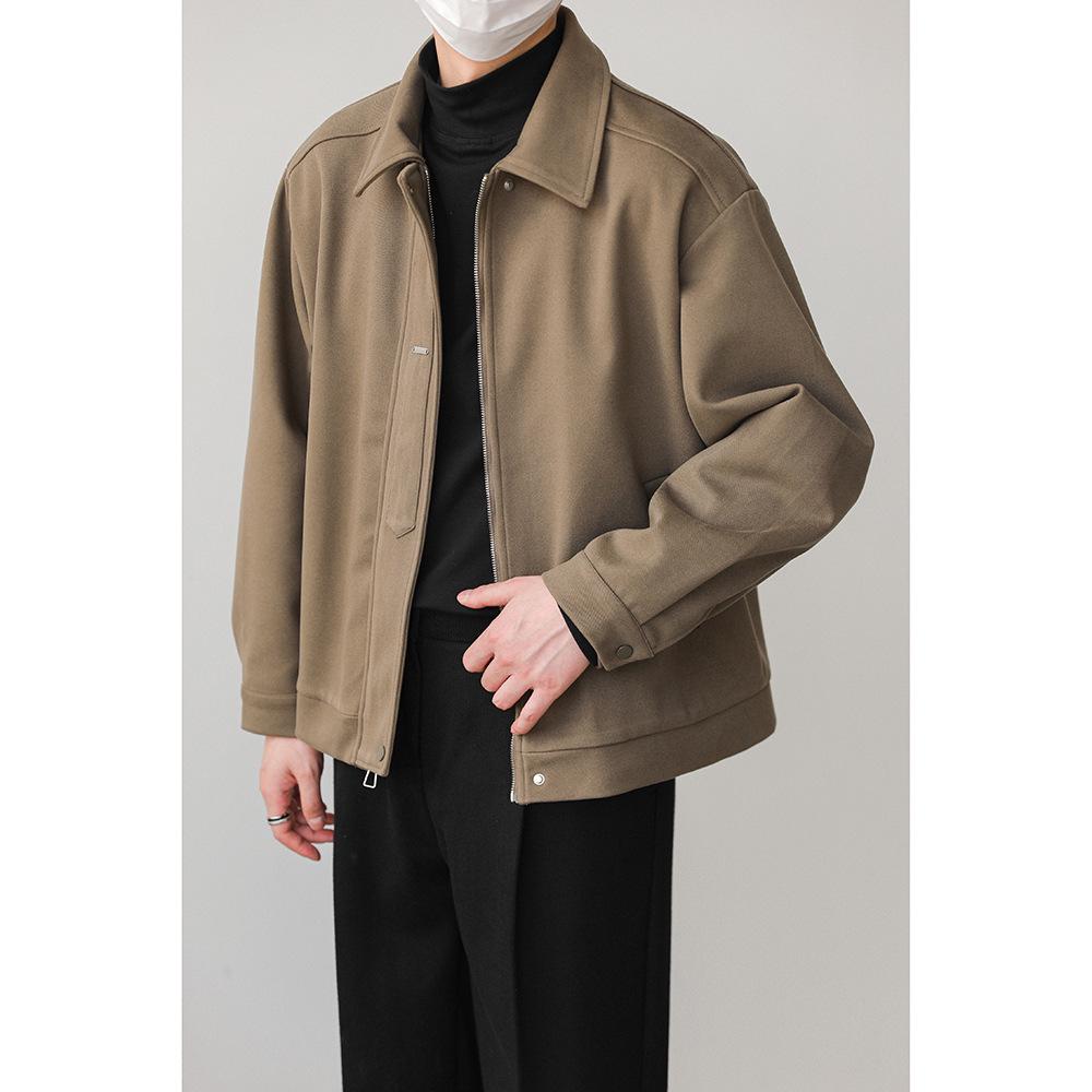 Herren locker geschnittene Retro-Wolljacke mit Revers - Koreanischer Herbst/Winter Stil