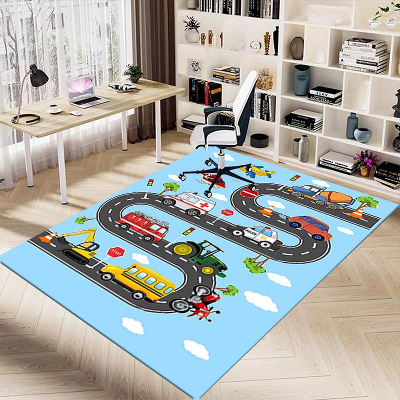 1PC Transportation Vehicle Extra Large Non-Slip Floor Carpet, Office, Family, Bedroom, Studio - Large Area Rug Indoor Rugs, Vibrant Colors-W226