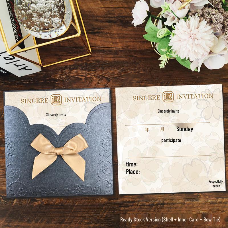 Romantic Personalized Wedding Invitation Card чёрный