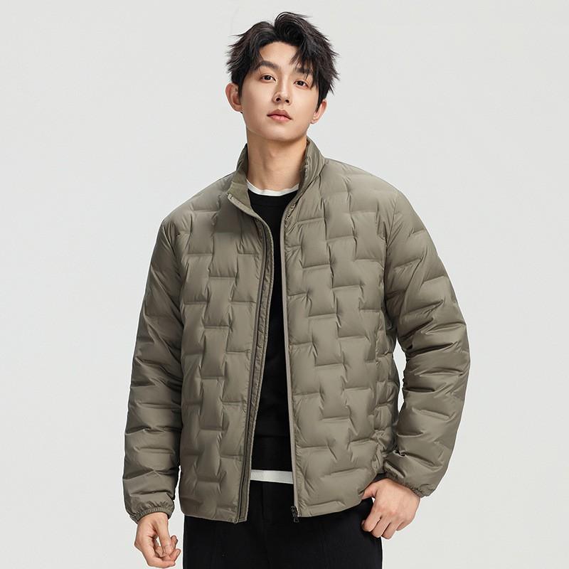Mens Mid-Length Down Jacket Winter Thick Stand Collar Light Warm Coat 85-90% Content