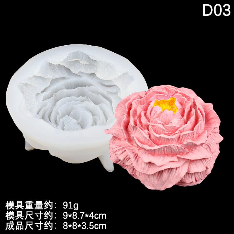 

Large Peony Flower Silicone Candle Mold Diy Handmade 3D Rose Candle Soap Plaster Resin Cake Baking Tool Home Decoration Gift