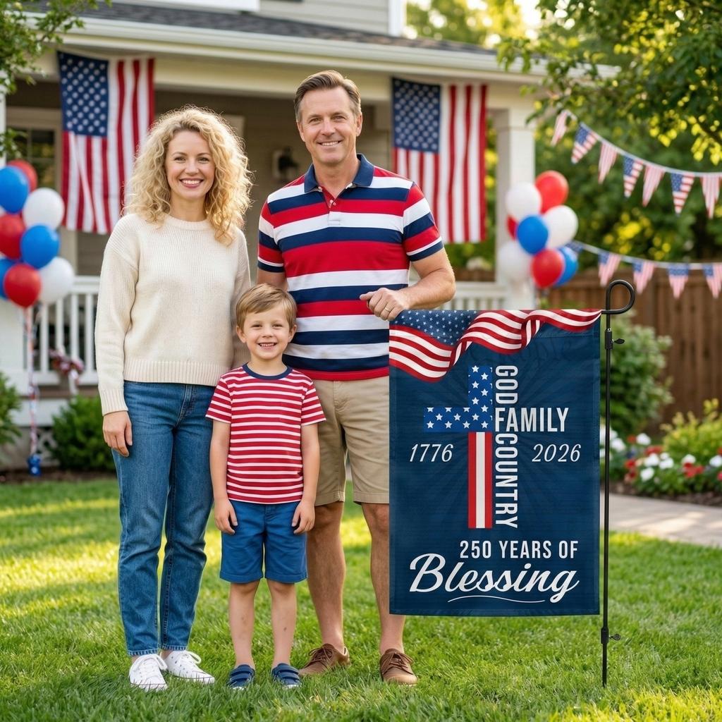 250th Independence Day Patriotic Decor - Religious Garden Flag, American Heritage Bunting For Home & Yard Celebrations