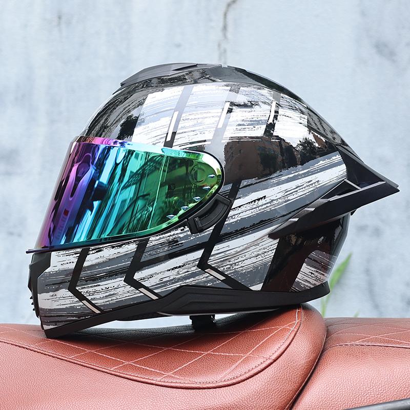 Motorcycle helmet, men's and women's dual lens full face helmet, motorcycle sports car, all season full face helmet DOT