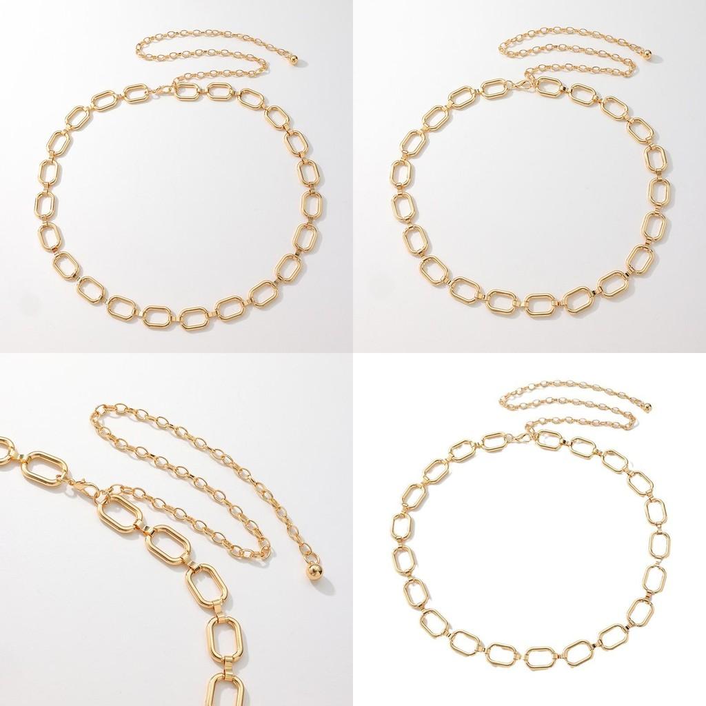 Geometric Oval Metal Belt Chain For Women With Elegant Design For Casual And Office Wear