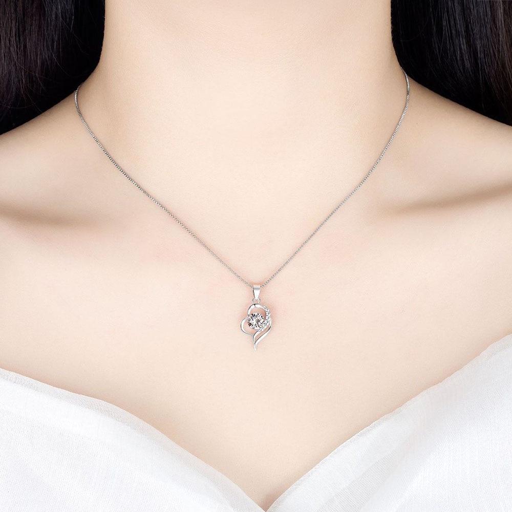 New 925 Sterling Silver Women Necklace Fashion Luscious High Quality Crystal Zircon Heart Pendant Clavicle Chain Jewelry Gift