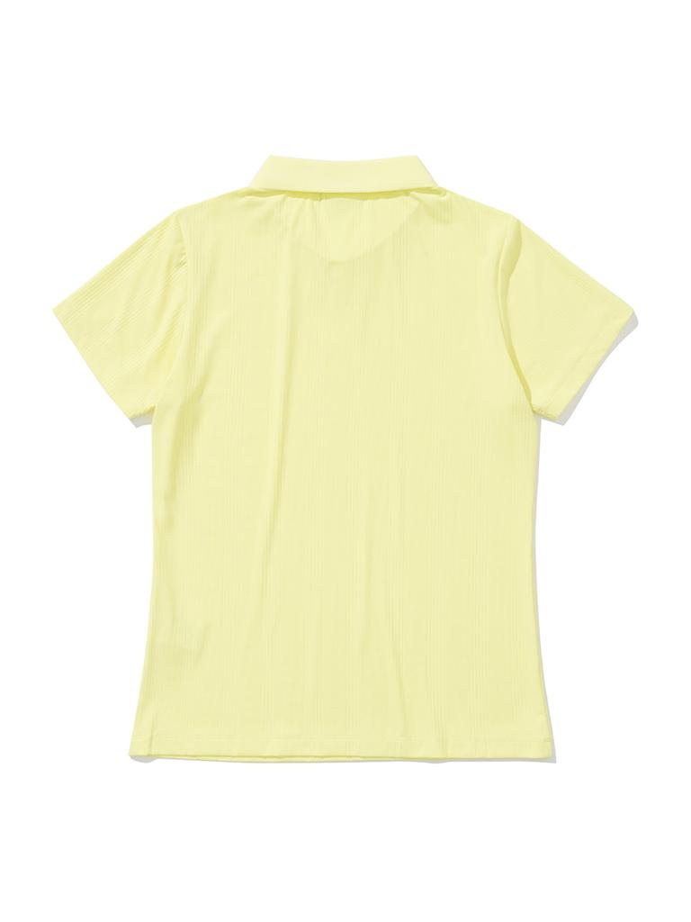 20TH HOLE Women'S Ribbed Tone-On-Tone Embroidered Short Sleeve Collared T-Shirt [Yellow]