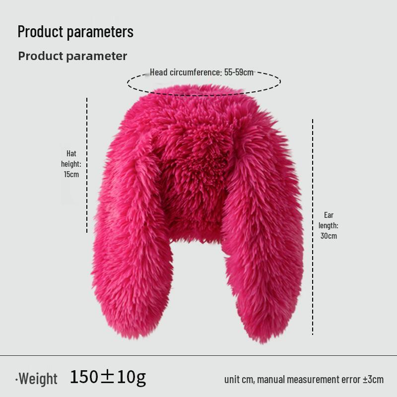 Sweet Rabbit Ear Plush Hat for Women - Winter Warm & Cold-Proof Beanie with Ear Protection