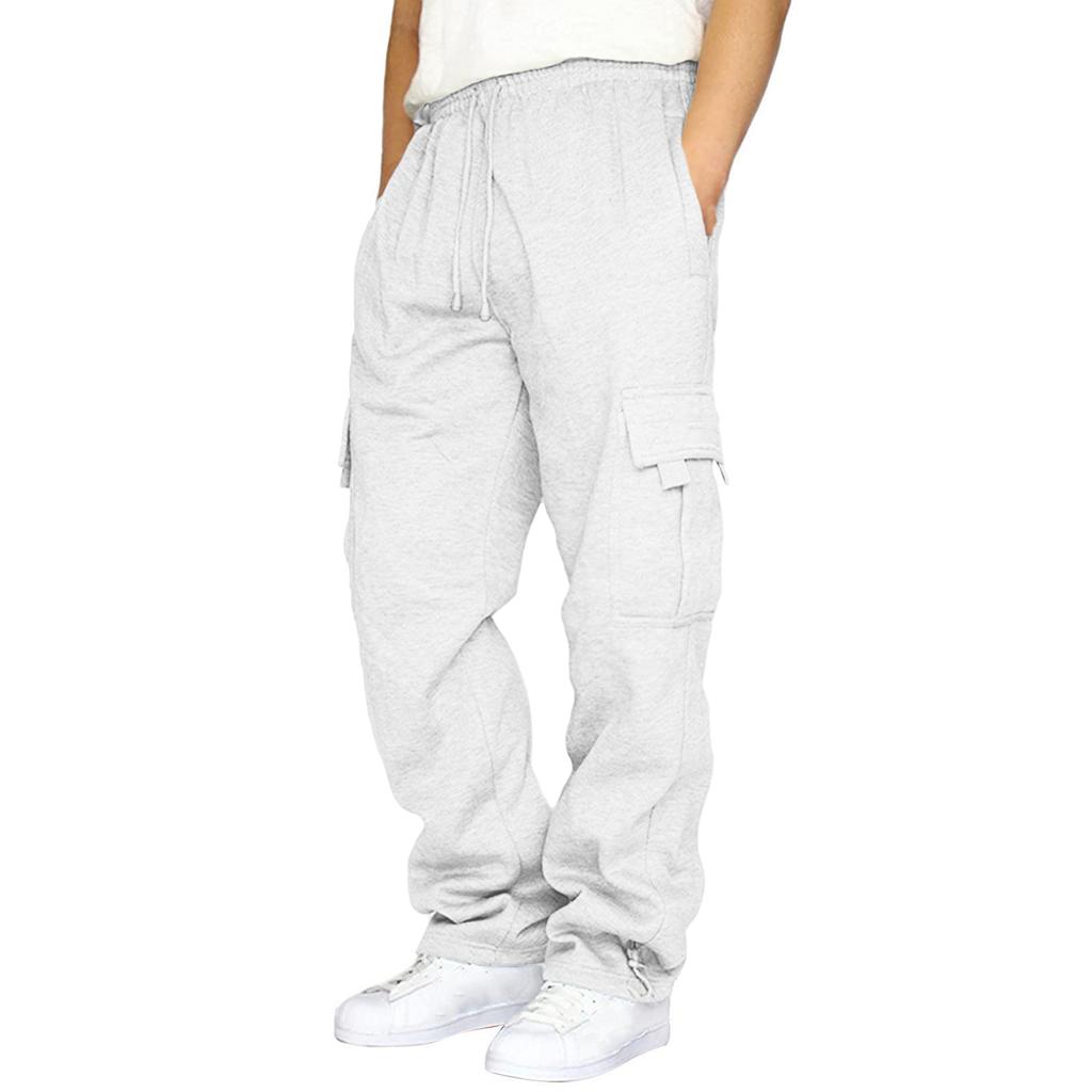 Men's Loose Fit Cargo Sweatpants with Large Pockets Elastic Waistband and Drawstring Casual Jogger Pants for Everyday Wear