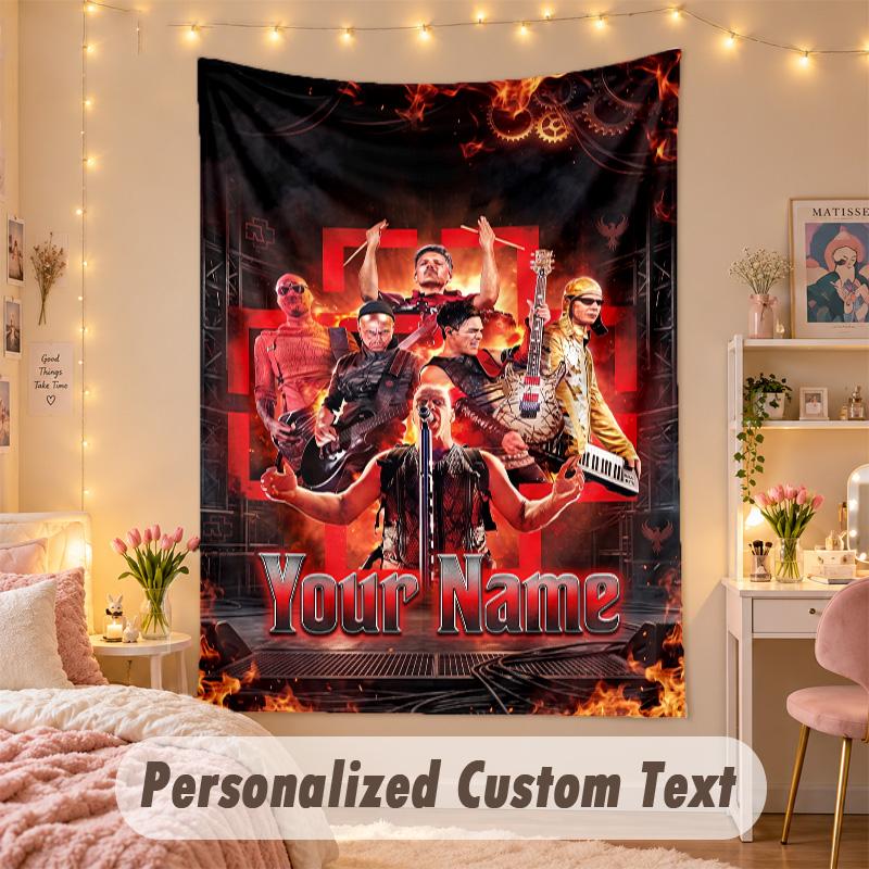 Custom Personalized Tapestry,Rammstein Print Custom Name Text Wall Art Hanging for Bedroom